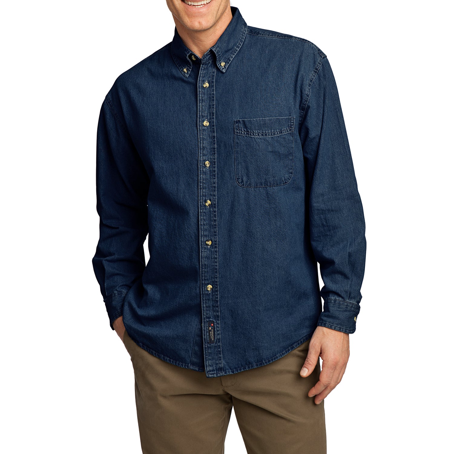 Mafoose Men's Long Sleeve Value Denim Shirt Ink Blue-Front