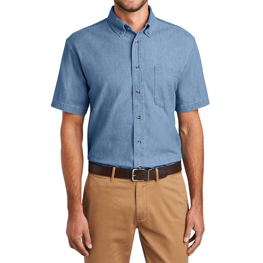 Men's Soft Cotton Short Sleeve Value Denim Shirt with Pocket