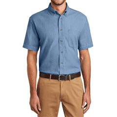 Men's Soft Cotton Short Sleeve Value Denim Shirt with Pocket