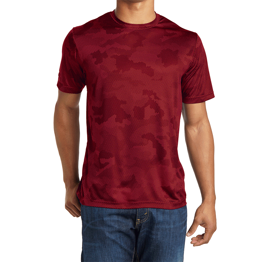 Mens Moisture Wicking CamoHex Polyester T-Shirt