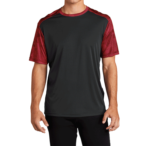 Men's Camo Hex Colorblock moisture Wicking Athletic Training Running Short Sleeve T Shirt for Men