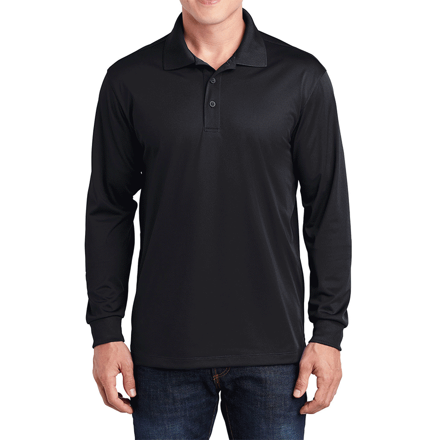 Men's Long Sleeve Moisture-Wicking Micropique Sport-Wick Casual Polo T-shirt