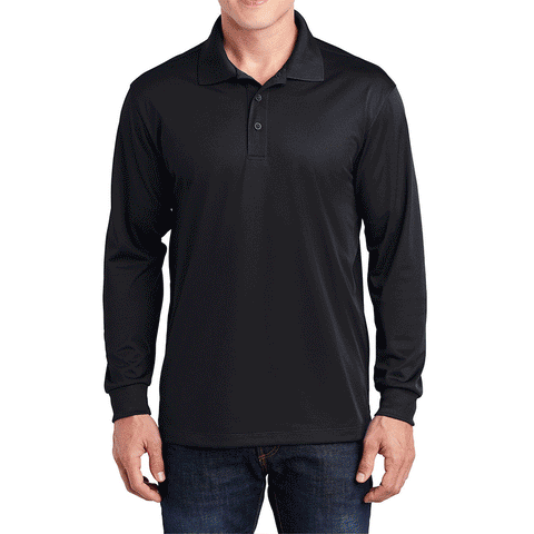 Men's Long Sleeve Moisture-Wicking Micropique Sport-Wick Casual Polo T-shirt