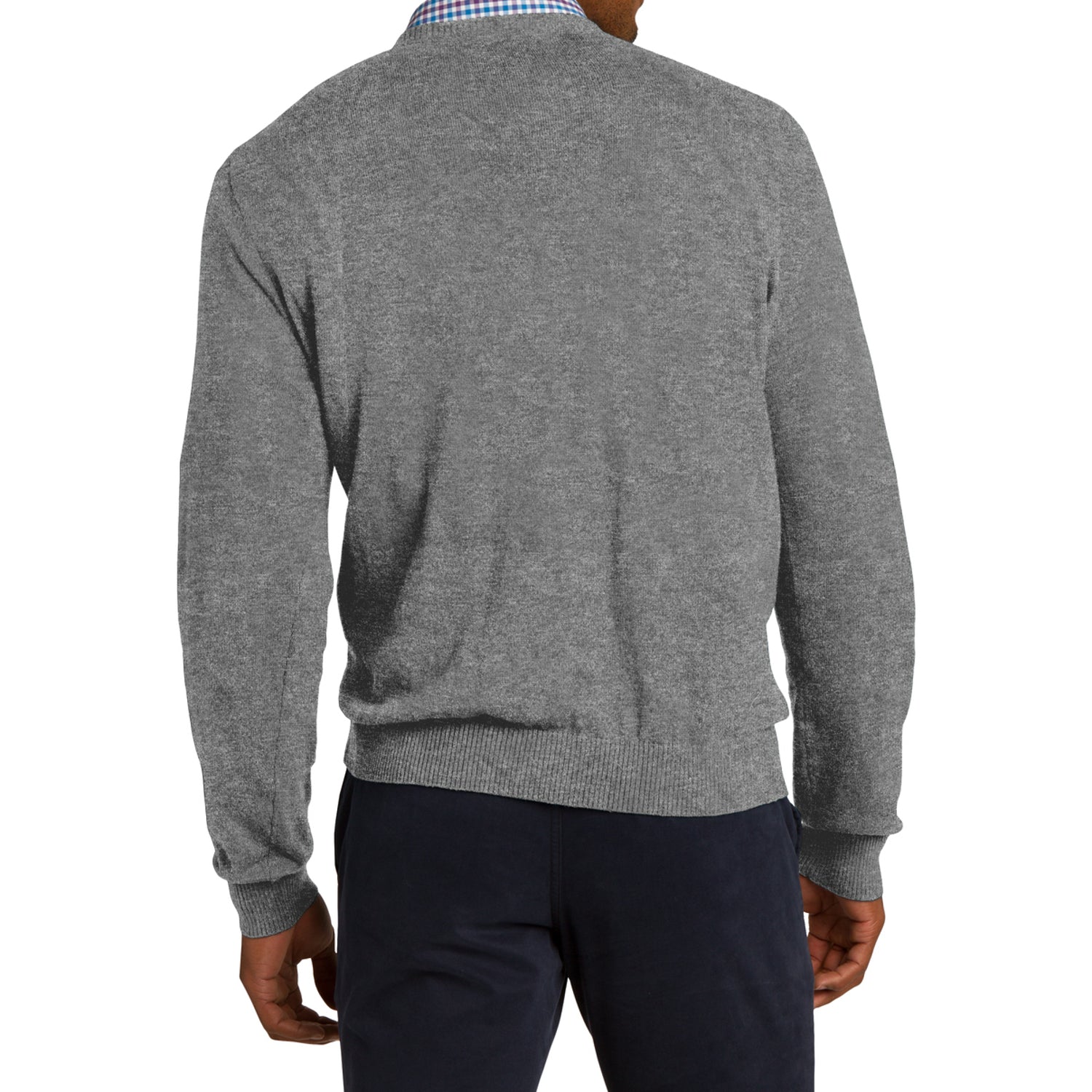 Mafoose Men's V Neck Sweater Medium Heather Grey-Back