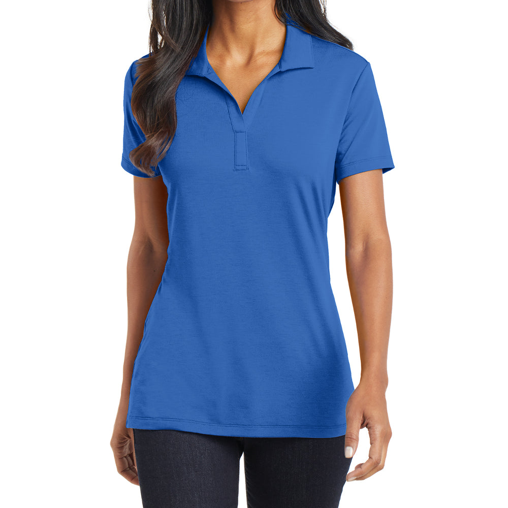 Women's Short Sleeve Cotton Touch Stretch Performance Y-neck Polo Shirt