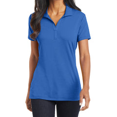 Women's Short Sleeve Cotton Touch Stretch Performance Y-neck Polo Shirt