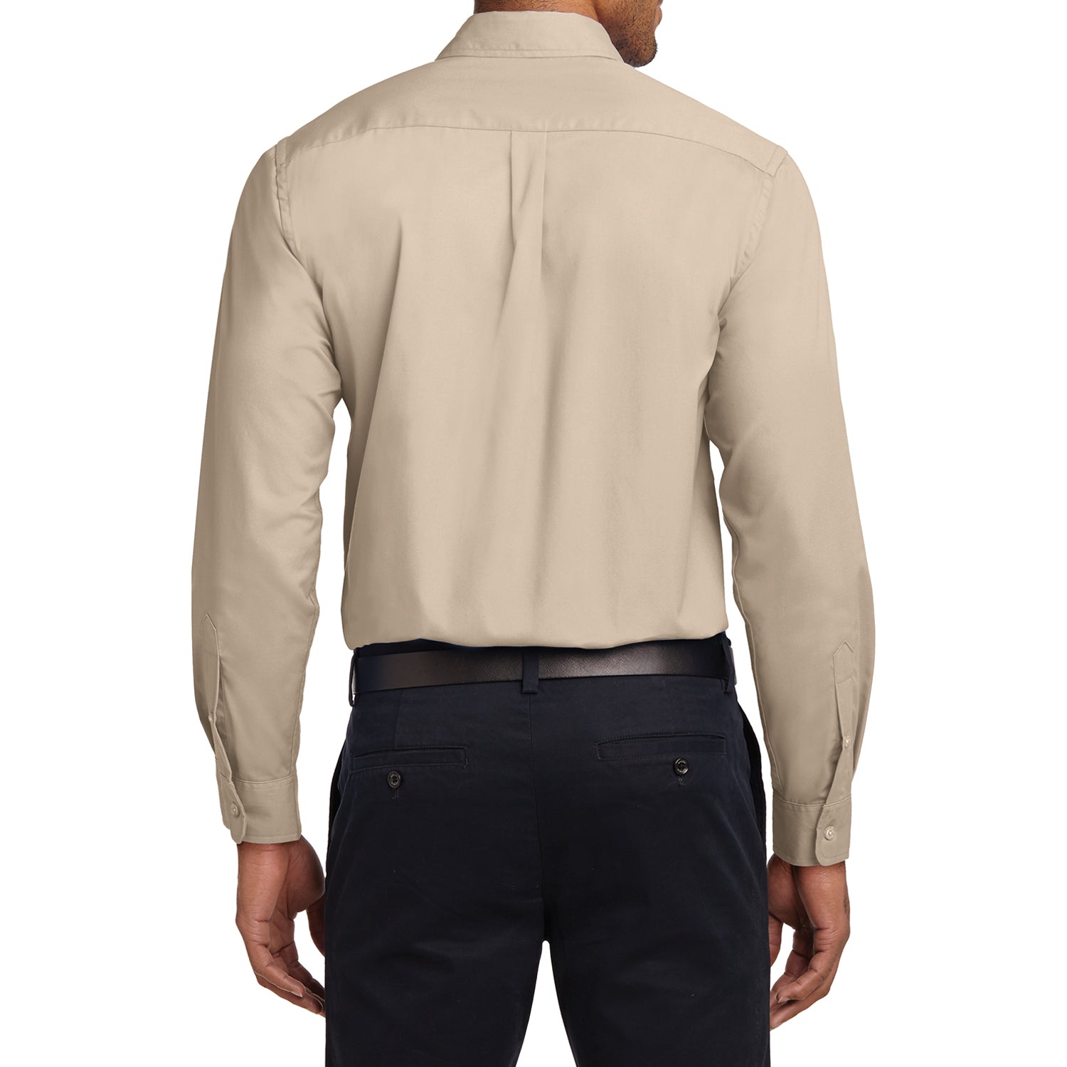 Mafoose Men's Tall Long Sleeve Easy Care Shirt Stone-Back