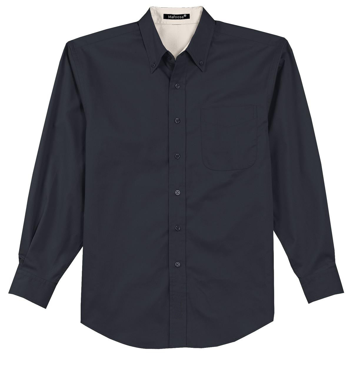 Mafoose Men's Tall Long Sleeve Easy Care Shirt Classic Navy/ Light Stone-Front