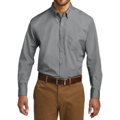 Men's Classic Long Sleeve Stain Release Carefree Poplin Woven Shirt Gusty Grey