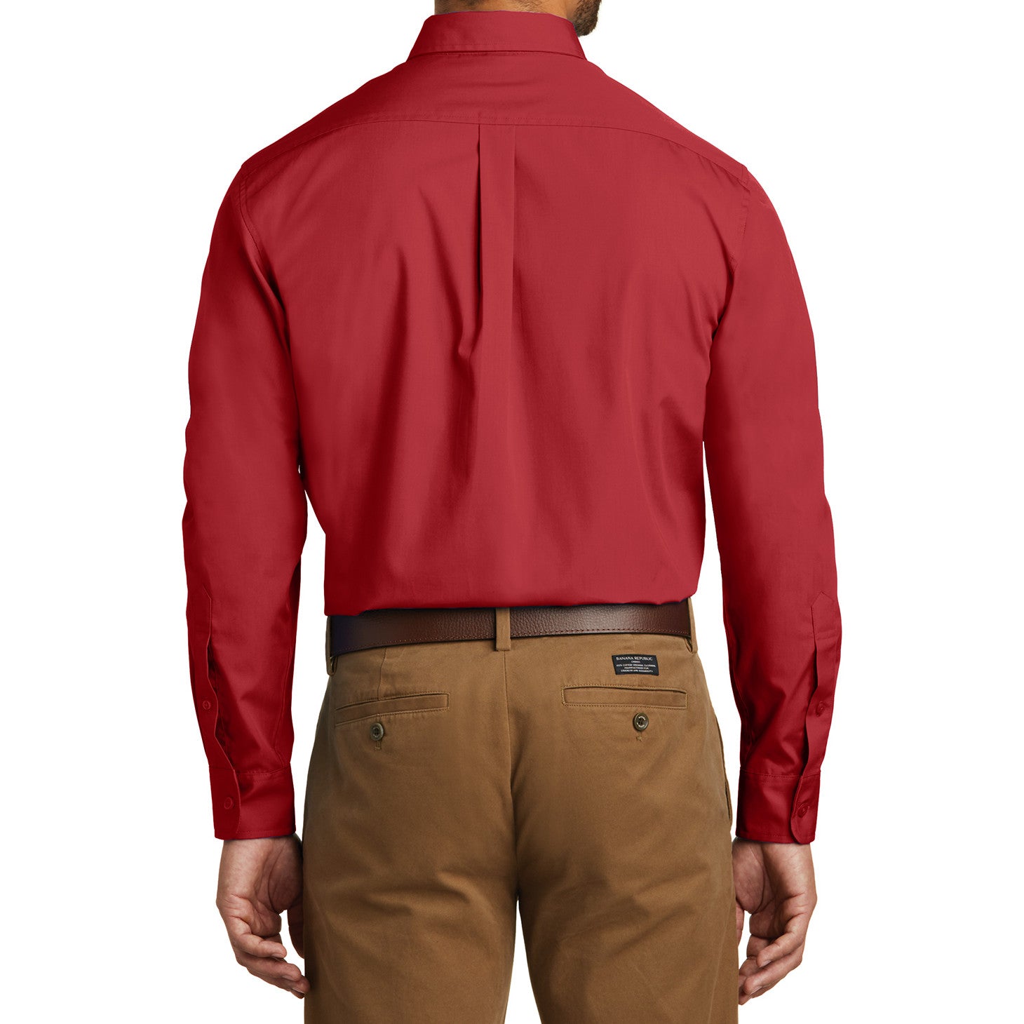 Men's Classic Long Sleeve Stain Release Carefree Poplin Woven Shirt Rich Red