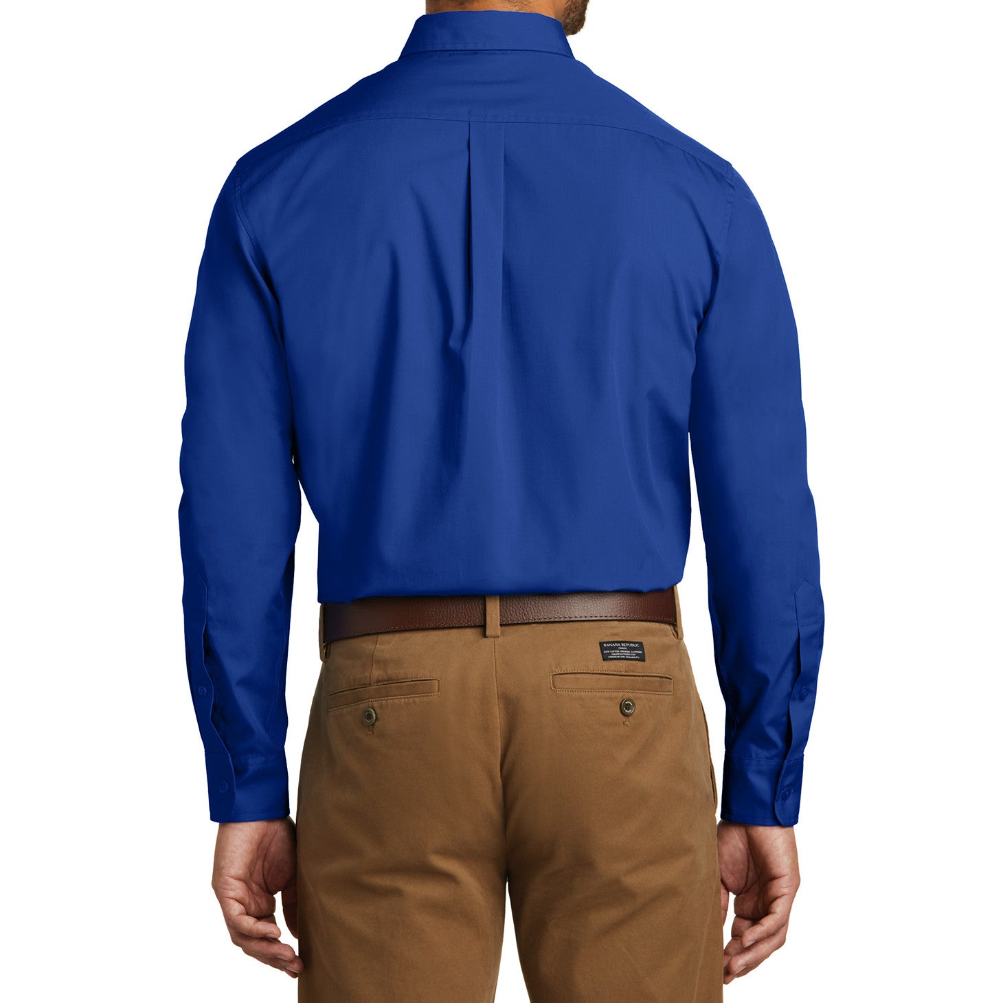 Men's Classic Long Sleeve Stain Release Carefree Poplin Woven Shirt True Royal