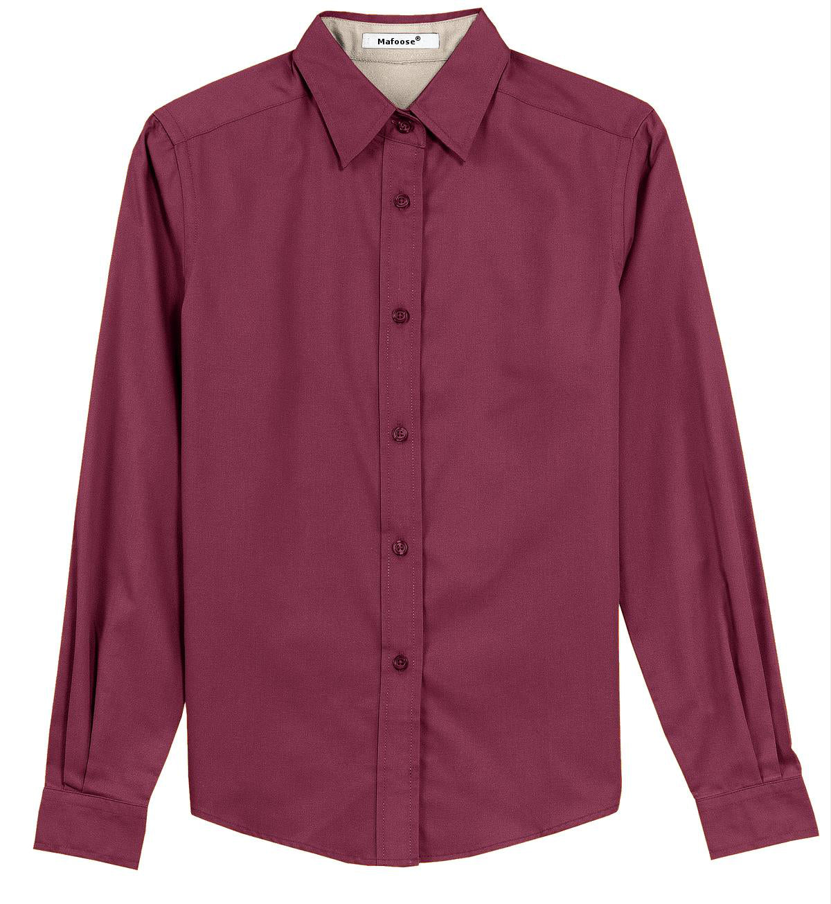 Mafoose Women's Long Sleeve Easy Care Shirt Burgundy/Light Stone-Front