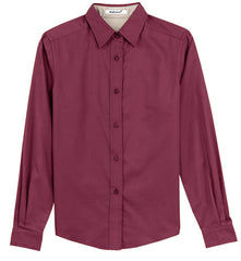 Mafoose Women's Long Sleeve Easy Care Shirt Burgundy/Light Stone-Front
