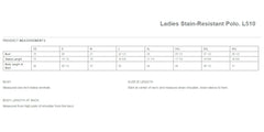 Mafoose Women's Stain Resistant Polo Shirt-Size Chart