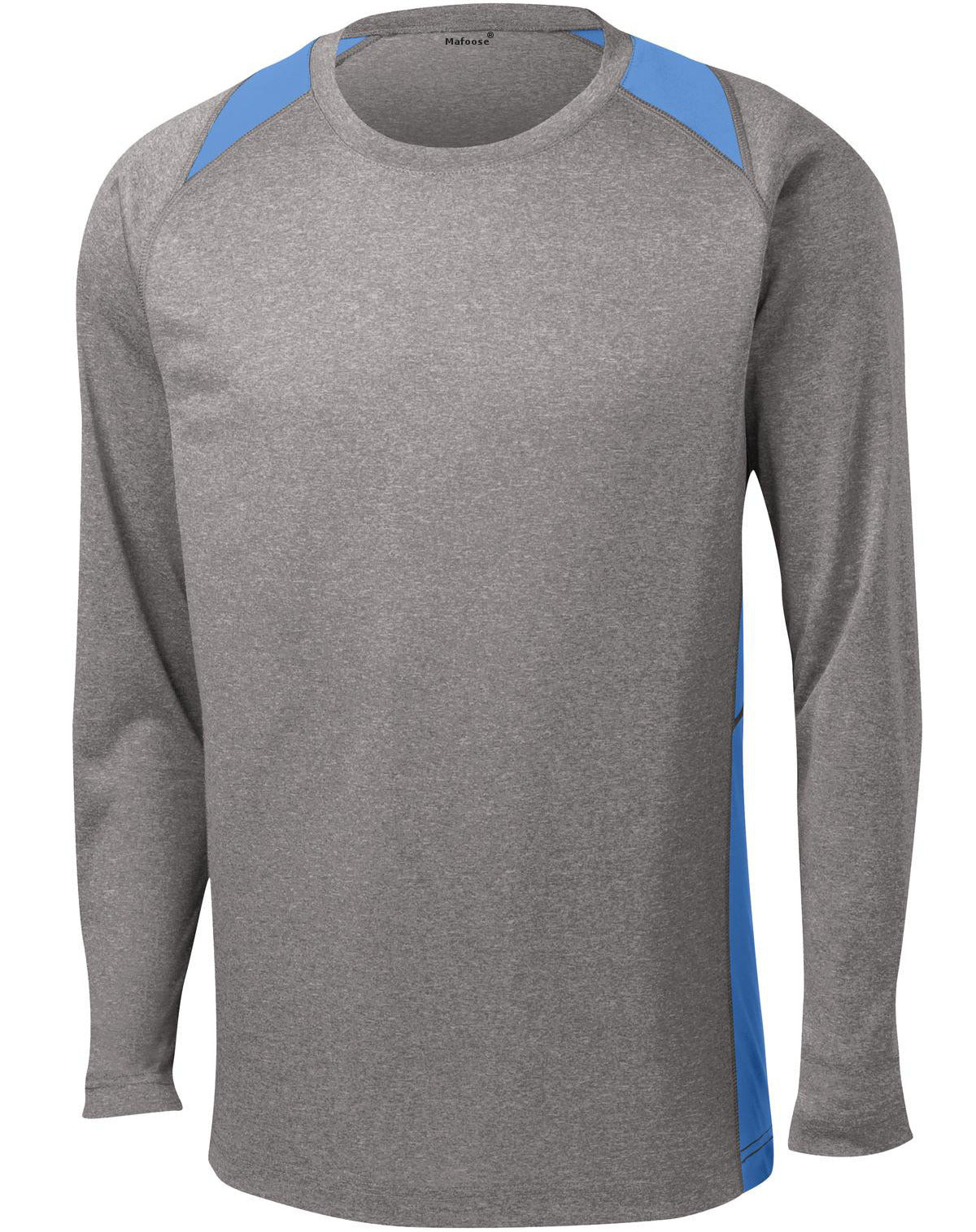Mafoose Men's Long Sleeve Heather Colorblock Contender Tee Shirt Vintage Heather/ Carolina Blue-Front