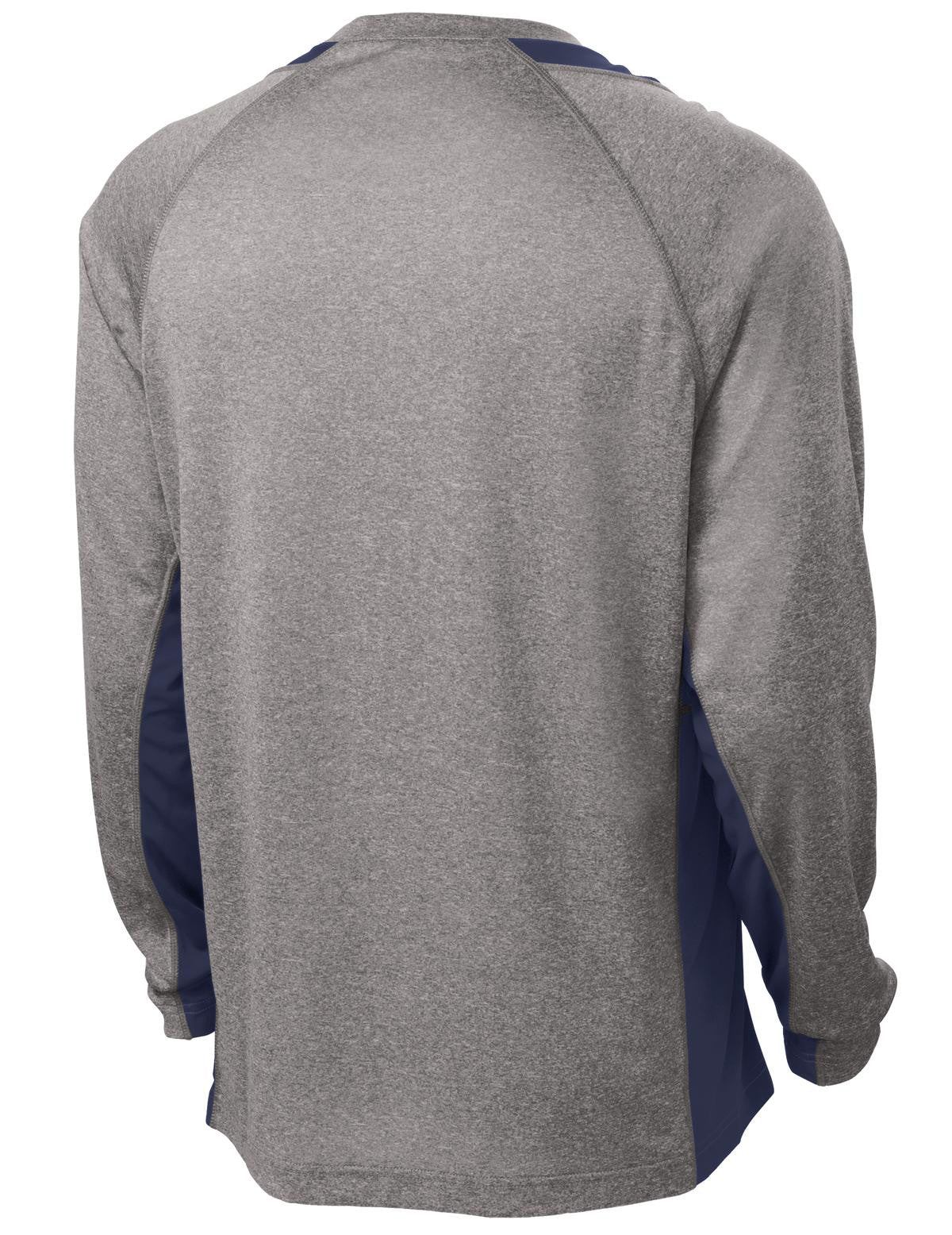 Mafoose Men's Long Sleeve Heather Colorblock Contender Tee Shirt Vintage Heather/ True Navy-Back
