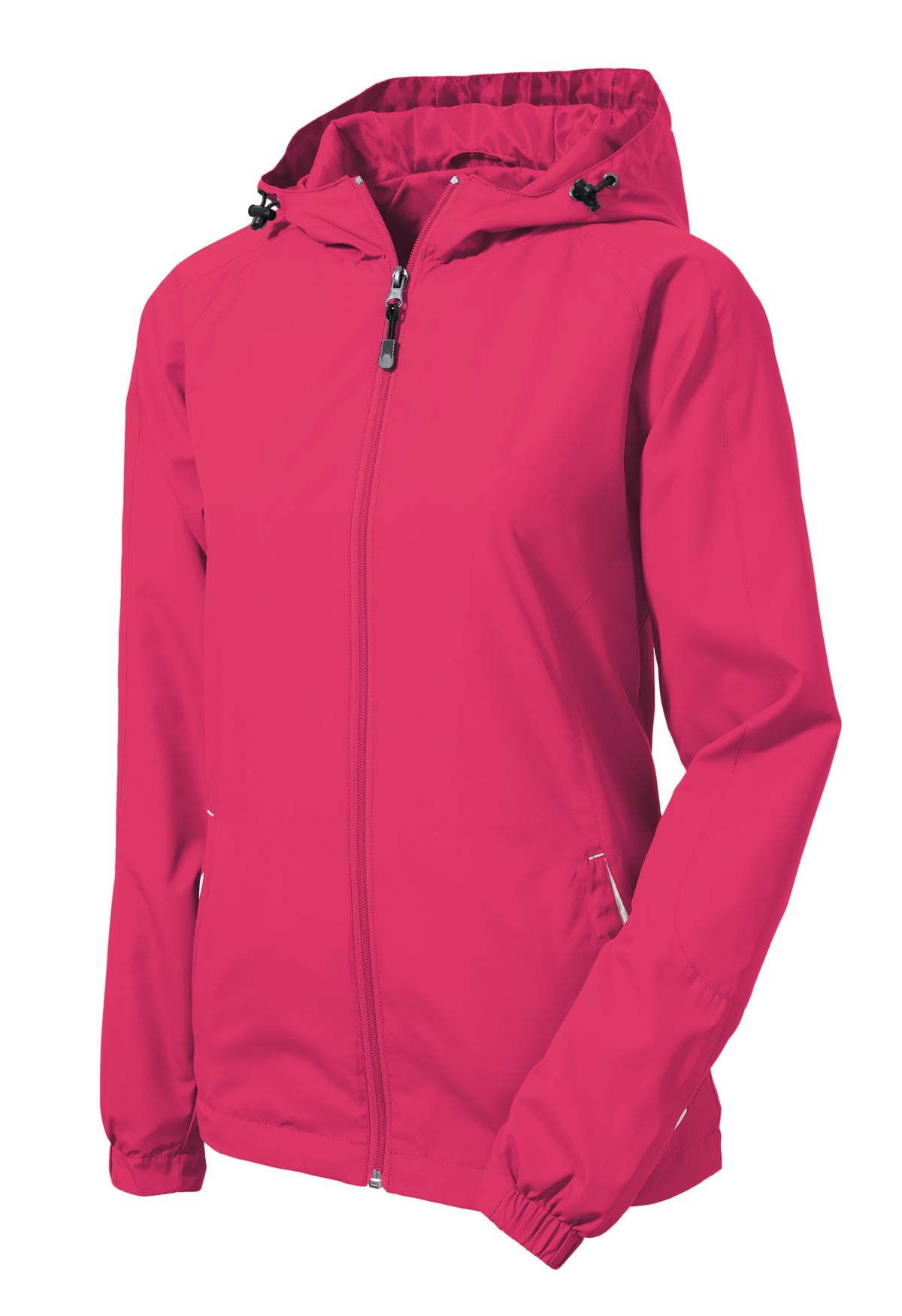 Mafoose Women's Colorblock Hooded Raglan Jacket Pink Raspberry/White-Front