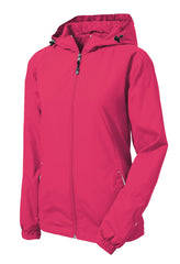 Mafoose Women's Colorblock Hooded Raglan Jacket Pink Raspberry/White-Front