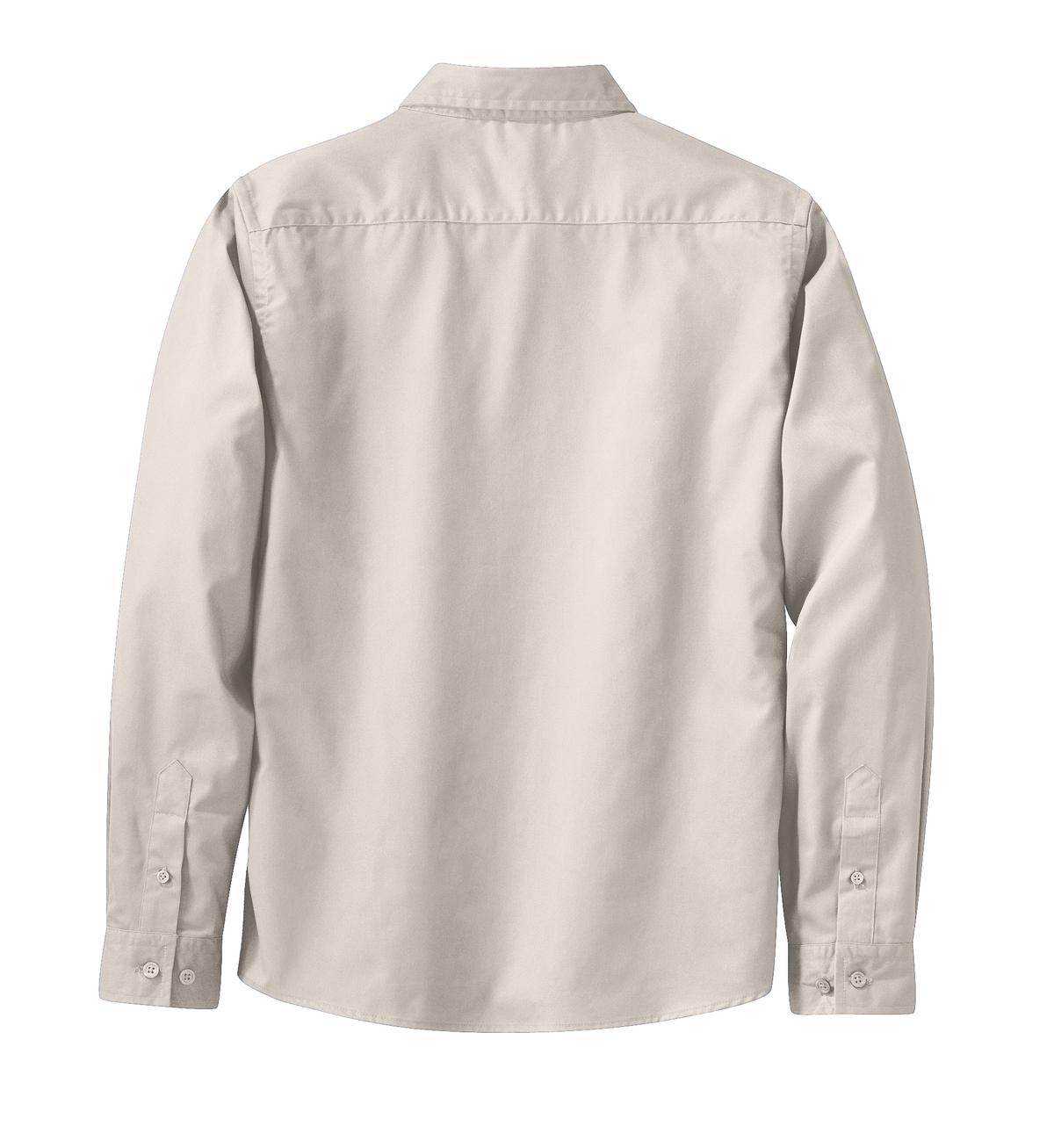 Mafoose Women's Long Sleeve Easy Care Shirt Light Stone/ Classic Navy-Back