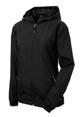 Mafoose Women's Colorblock Hooded Raglan Jacket Black/White-Front