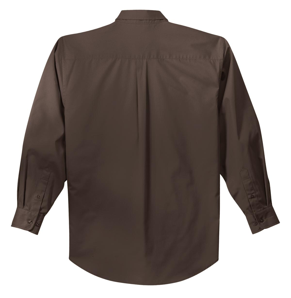Mafoose Men's Tall Long Sleeve Easy Care Shirt Coffee Bean/ Light Stone-Back