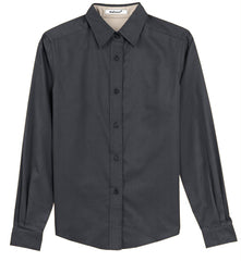 Mafoose Women's Long Sleeve Easy Care Shirt Classic Navy/ Light Stone-Front