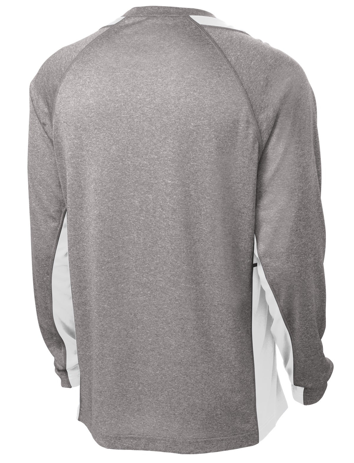 Mafoose Men's Long Sleeve Heather Colorblock Contender Tee Shirt Vintage Heather/ White-Back