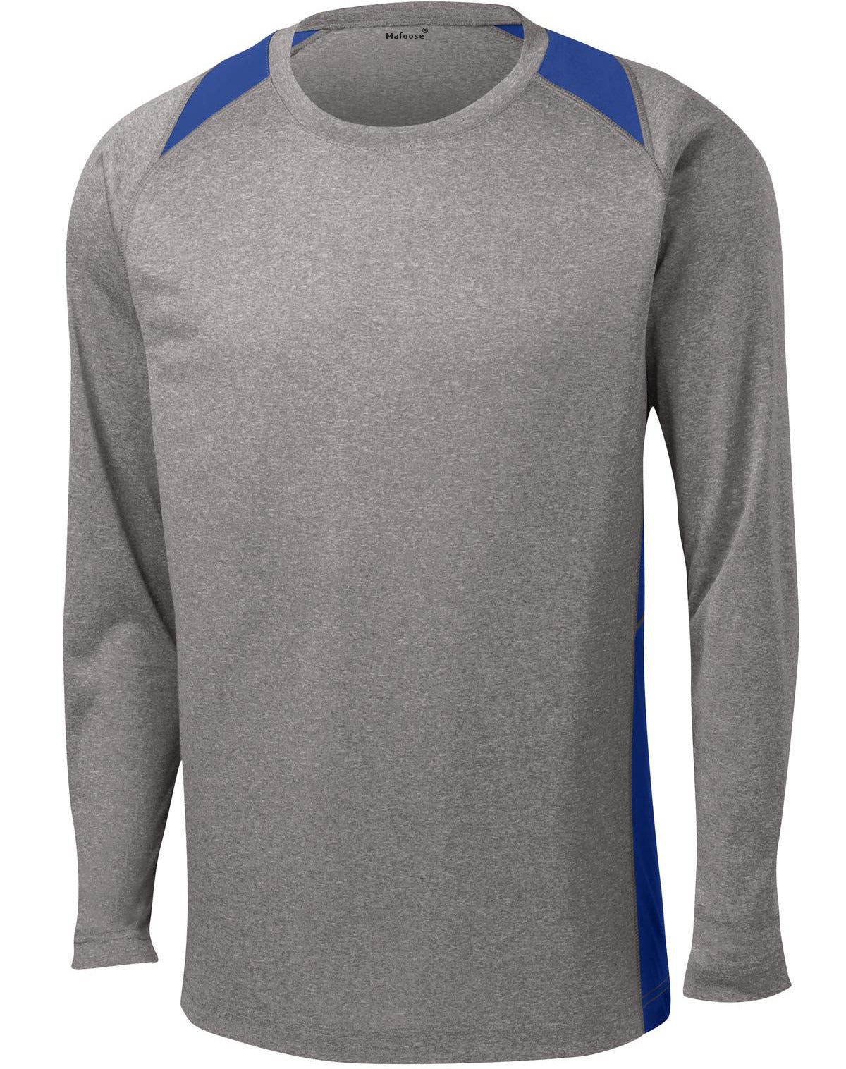 Mafoose Men's Long Sleeve Heather Colorblock Contender Tee Shirt Vintage Heather/ True Royal-Front