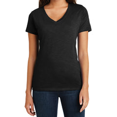 Women's Super Slub V-Neck Tee - Black - Front