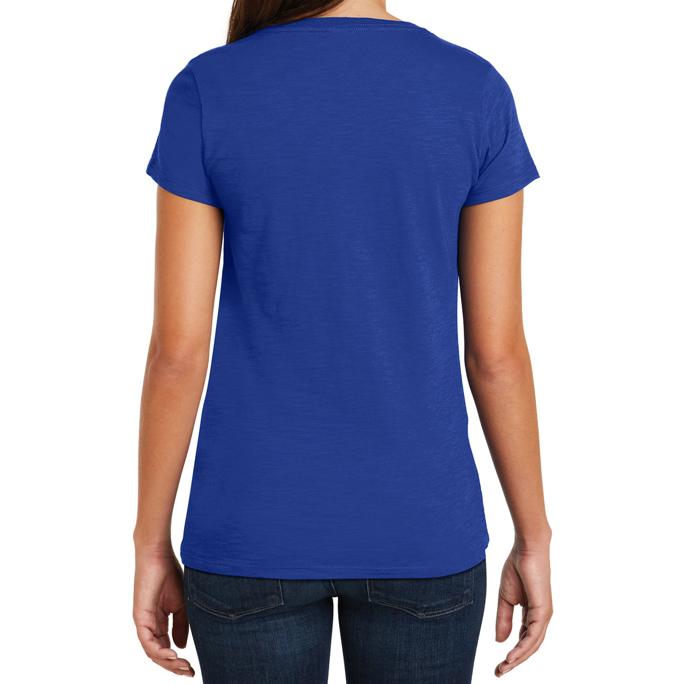 Women's Super Slub V-Neck Tee - Deep Royal - Back