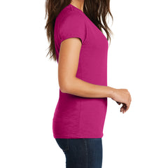 Women's Super Slub V-Neck Tee - Pink Azalea - Side