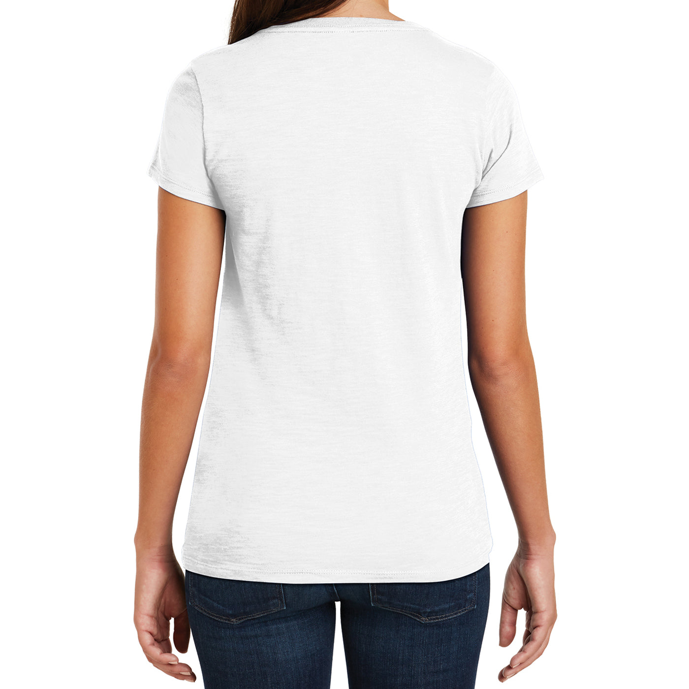 Women's Super Slub V-Neck Tee - White - Back