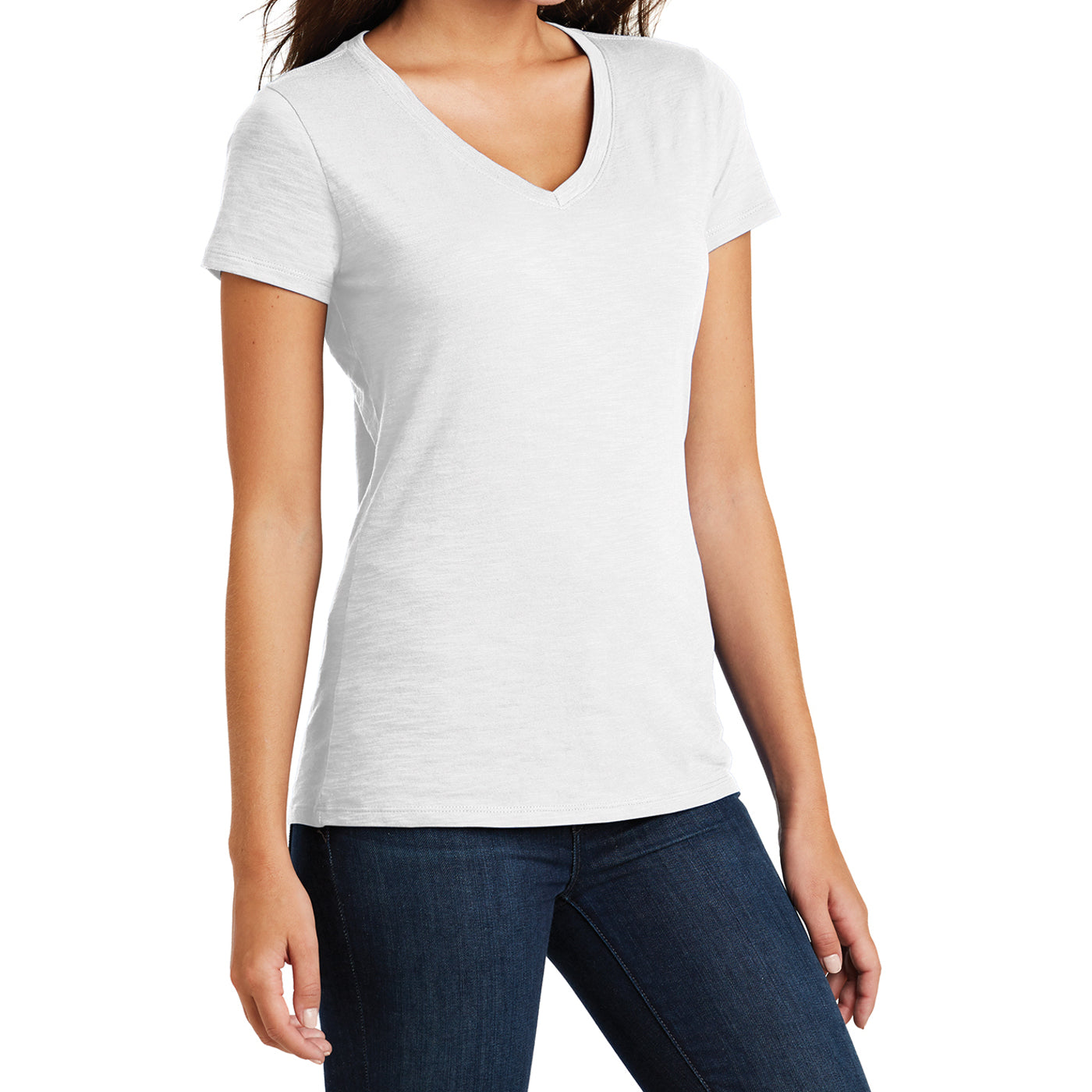 Women's Super Slub V-Neck Tee - White - Side