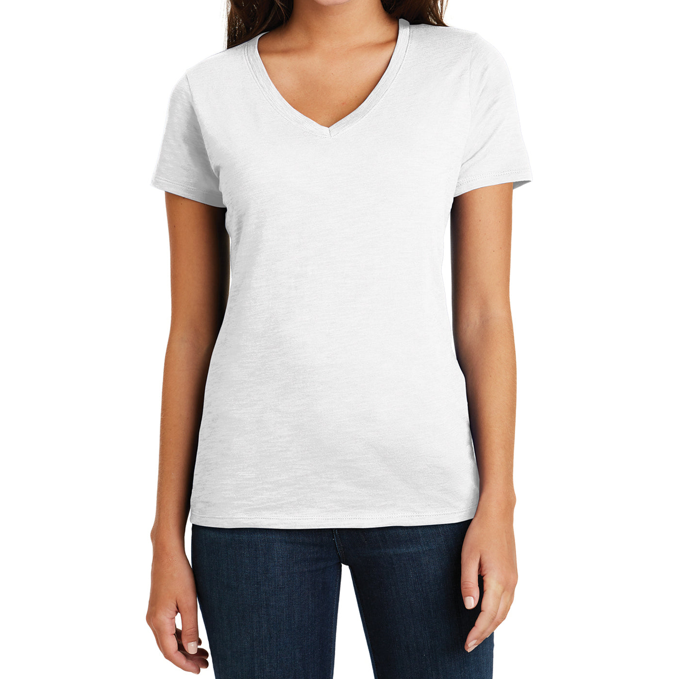 Women's Super Slub V-Neck Tee - White - Front