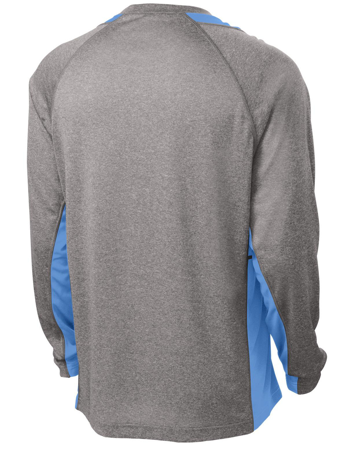 Mafoose Men's Long Sleeve Heather Colorblock Contender Tee Shirt Vintage Heather/ Carolina Blue-Back