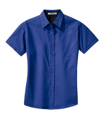 Mafoose Women's Comfortable Short Sleeve Easy Care Shirt Royal/Classic Navy-Front