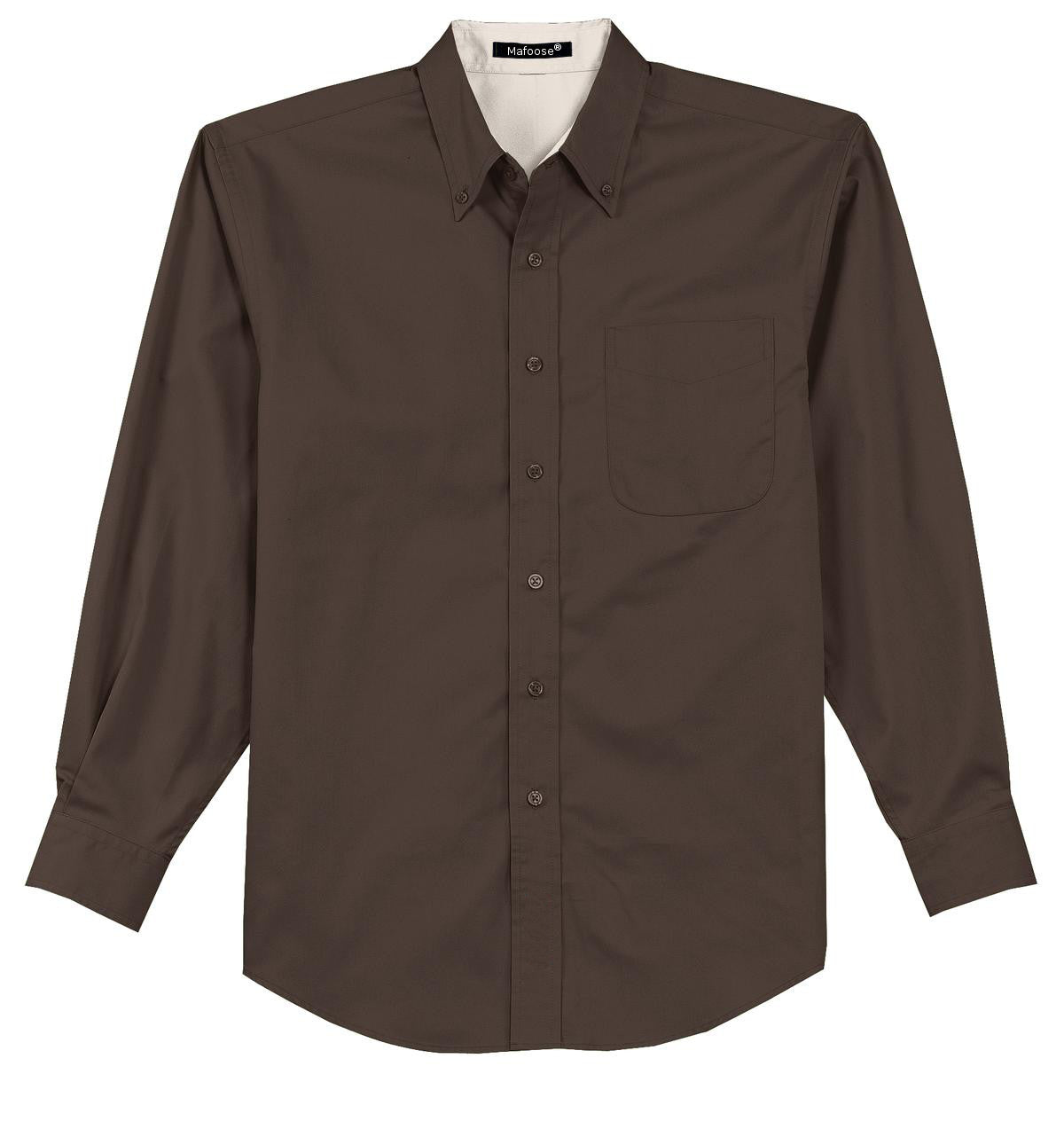 Mafoose Men's Tall Long Sleeve Easy Care Shirt Coffee Bean/ Light Stone-Front
