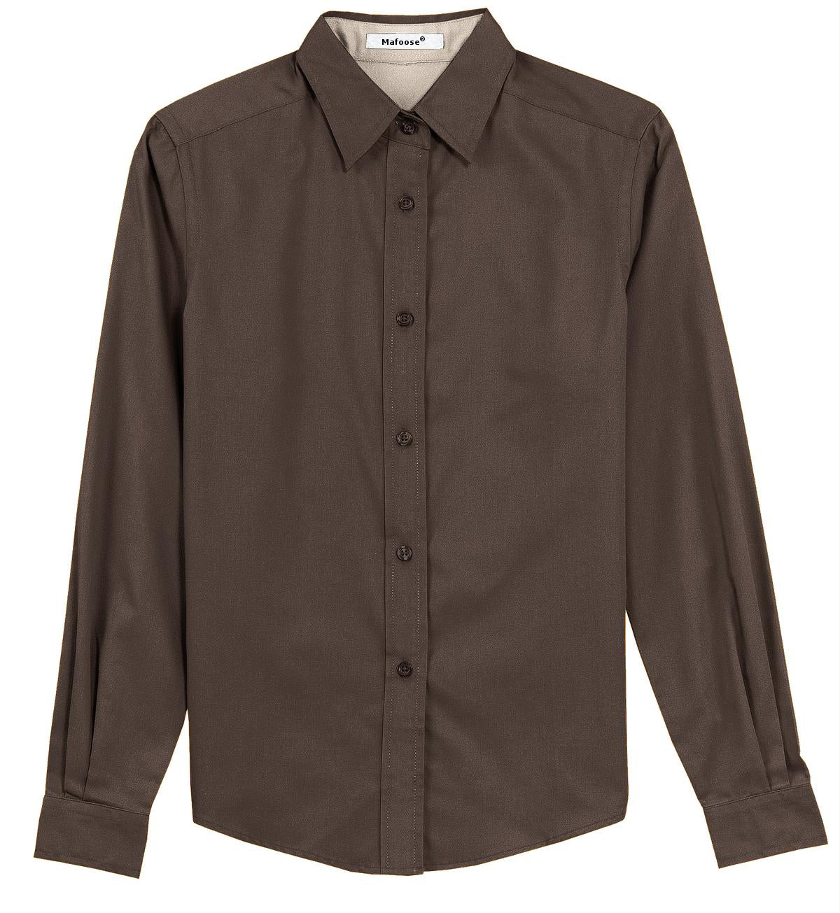 Mafoose Women's Long Sleeve Easy Care Shirt Coffee Bean/Light Stone-Front