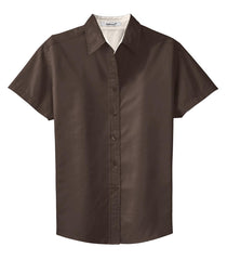 Mafoose Women's Comfortable Short Sleeve Easy Care Shirt Coffee Bean/Light Stone-Front