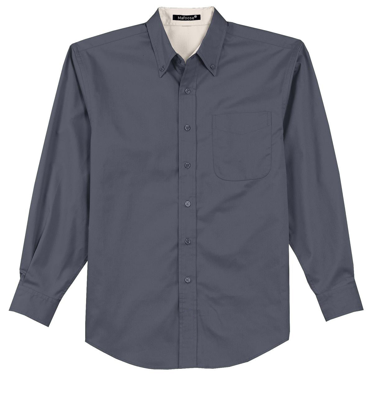 Mafoose Men's Tall Long Sleeve Easy Care Shirt Steel Grey/ Light Stone-Front