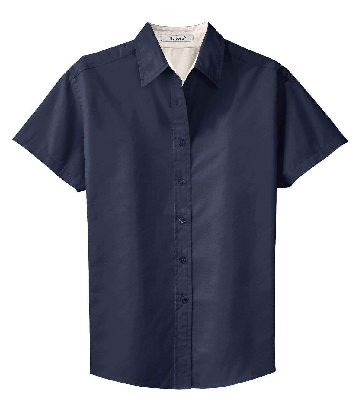 Mafoose Women's Comfortable Short Sleeve Easy Care Shirt Navy/Light Stone-Front