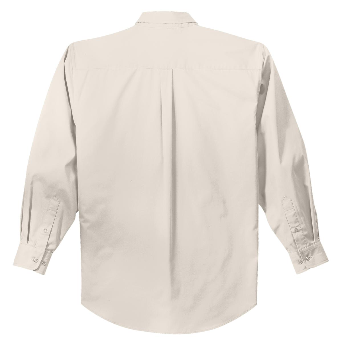 Mafoose Men's Tall Long Sleeve Easy Care Shirt Light Stone/ Classic Navy-Back