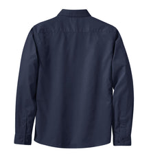 Mafoose Women's Long Sleeve Easy Care Shirt Navy/Light Stone-Back