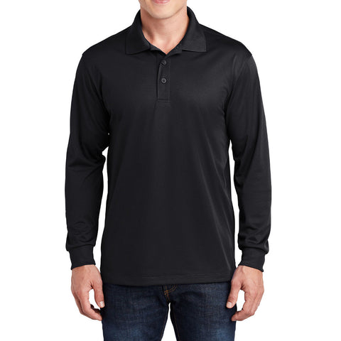Yellow Rooster Men's Polyester Tricot Micropique Sport-Wick Long Sleeve Moisture Wicking Polo T-shirt
