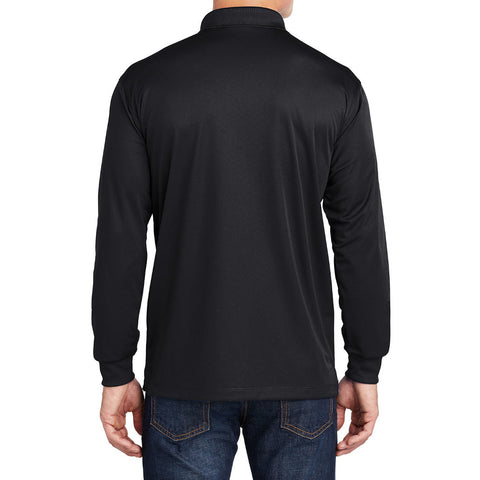 Yellow Rooster Men's Polyester Tricot Micropique Sport-Wick Long Sleeve Moisture Wicking Polo T-shirt