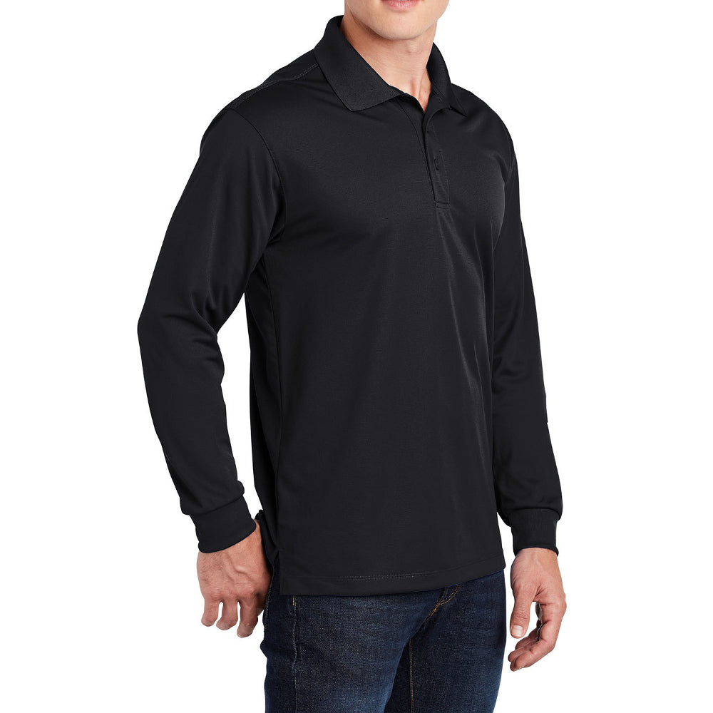 Yellow Rooster Men's Polyester Tricot Micropique Sport-Wick Long Sleeve Moisture Wicking Polo T-shirt