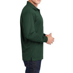Yellow Rooster Men's Polyester Tricot Micropique Sport-Wick Long Sleeve Moisture Wicking Polo T-shirt
