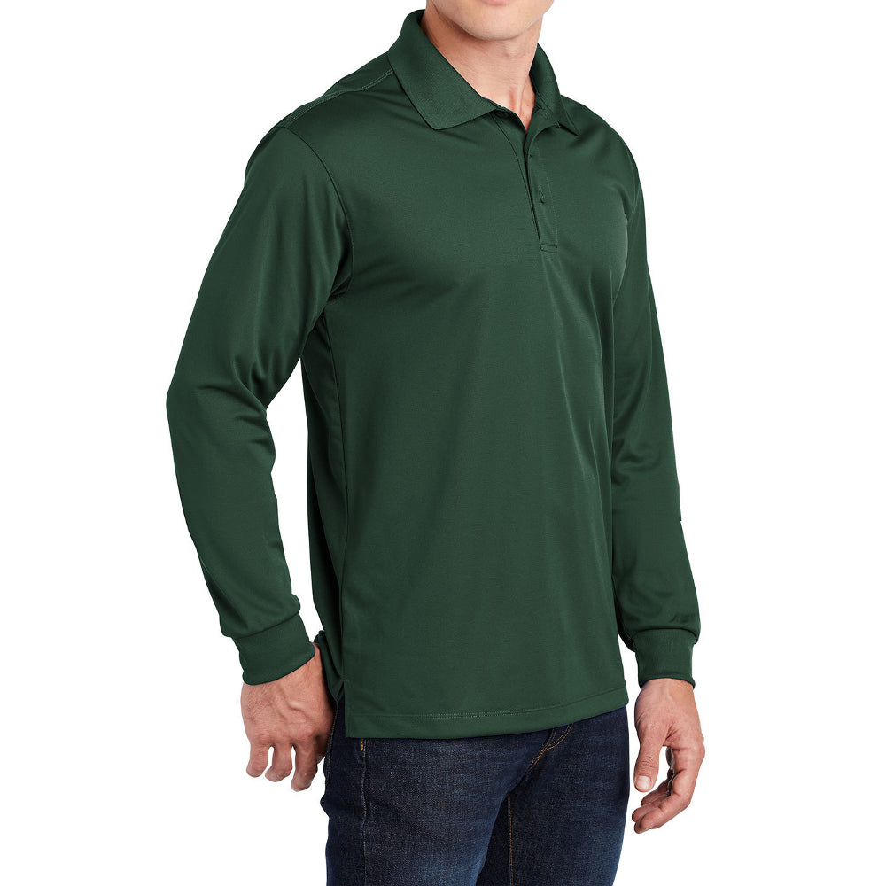 Yellow Rooster Men's Polyester Tricot Micropique Sport-Wick Long Sleeve Moisture Wicking Polo T-shirt