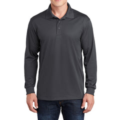 Yellow Rooster Men's Polyester Tricot Micropique Sport-Wick Long Sleeve Moisture Wicking Polo T-shirt