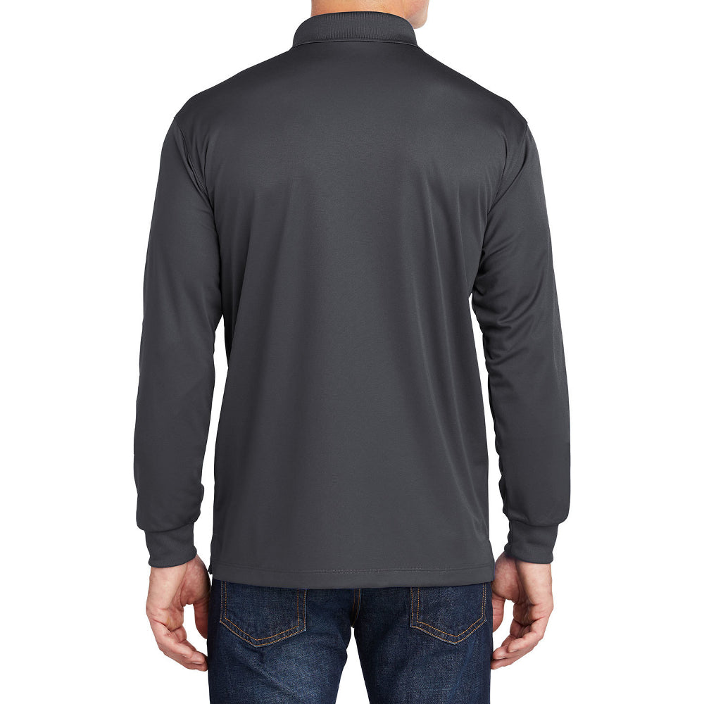 Yellow Rooster Men's Polyester Tricot Micropique Sport-Wick Long Sleeve Moisture Wicking Polo T-shirt
